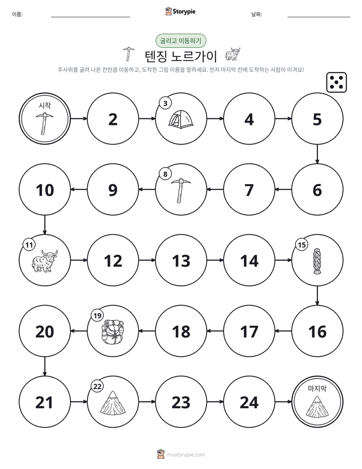 주사위 굴리고 이동하기 게임