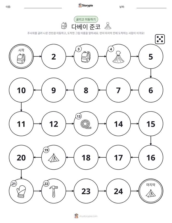 주사위 굴리고 이동하기 게임