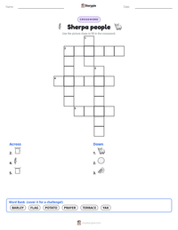 Sherpa people printable worksheet preview