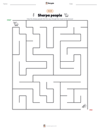Sherpa people printable worksheet preview