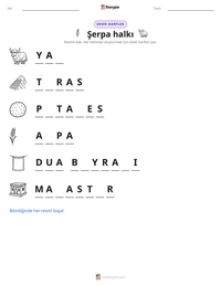 Şerpa halkı yazdırılabilir çalışma sayfası önizlemesi