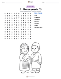 Sherpa people printable worksheet preview