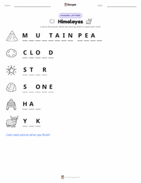 Himalayas printable worksheet preview