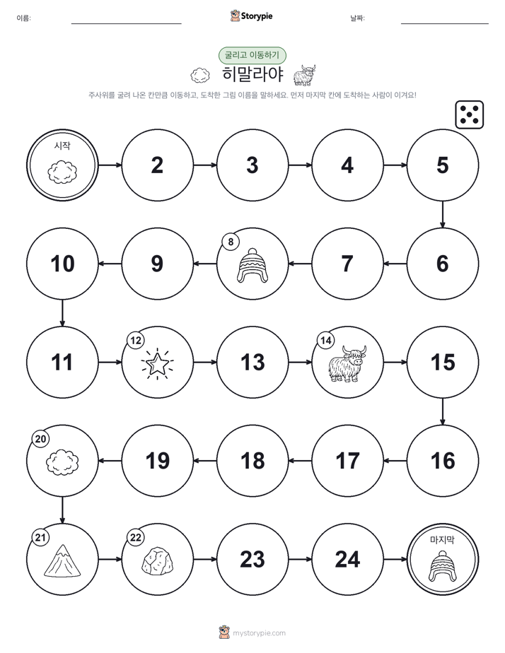 주사위 굴리고 이동하기 게임