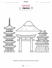 Japonya çocuklar için boyama sayfası