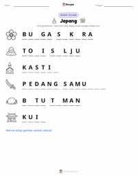 Prabaca lembar kerja cetak Jepang
