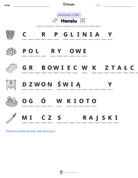 Podgląd drukowalnego arkusza ćwiczeń Honsiu