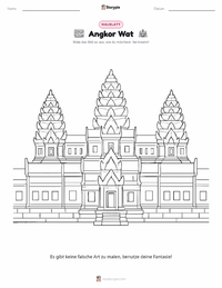Angkor Wat Malvorlage für Kinder