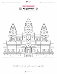 Vista previa de la hoja de trabajo imprimible de Angkor Wat