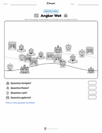 Prévia da folha de atividades imprimível Angkor Wat