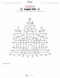 Prévia da folha de atividades imprimível Angkor Wat