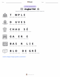 Aperçu de la feuille de travail imprimable Angkor Vat