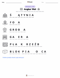 Podgląd drukowalnego arkusza ćwiczeń Angkor Wat