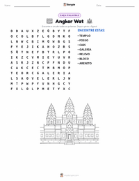 Prévia da folha de atividades imprimível Angkor Wat