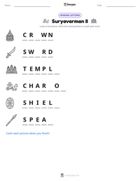 Suryavarman II printable worksheet preview
