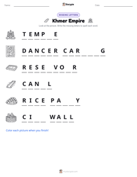 Khmer Empire printable worksheet preview