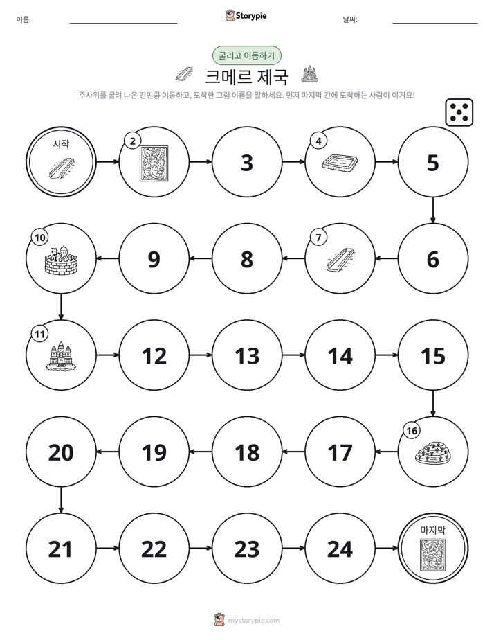 주사위 굴리고 이동하기 게임