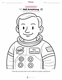 Halaman mewarnai Neil Armstrong untuk anak-anak