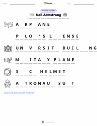 Neil Armstrong printable worksheet for kids