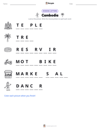 Cambodia printable worksheet preview