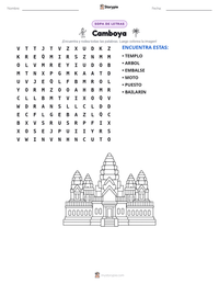 Vista previa de la hoja de trabajo imprimible de Camboya