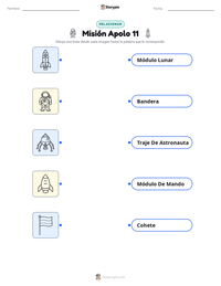 Hoja de trabajo imprimible de Misión Apolo 11 para niños