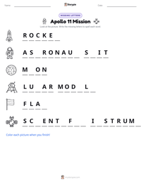 Apollo 11 Mission printable worksheet preview