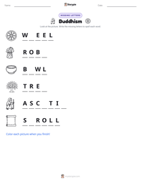 Buddhism printable worksheet preview