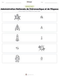 Aperçu de la feuille de travail imprimable Administration Nationale de l'Aéronautique et de l'Espace