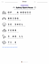 Sydney Opera House printable worksheet preview