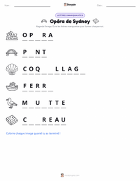 Aperçu de la feuille de travail imprimable Opéra de Sydney
