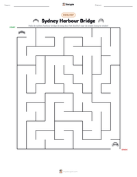 Sydney Harbour Bridge afdrukbare werkblad voorbeeld