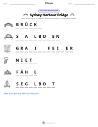 Sydney Harbour Bridge druckbare Arbeitsblatt Vorschau
