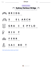 Sydney Harbour Bridge printable worksheet preview