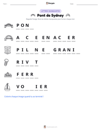 Aperçu de la feuille de travail imprimable Pont de Sydney