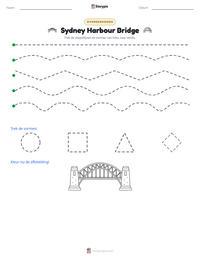 Sydney Harbour Bridge afdrukbare werkblad voorbeeld