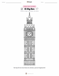 Página para colorear de Big Ben para niños
