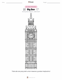 Halaman mewarnai Big Ben untuk anak-anak