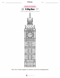 Pagina da colorare di Big Ben per bambini