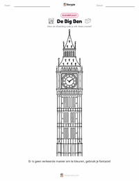 Big Ben kleurplaat voor kinderen