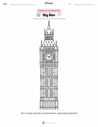 Strona do kolorowania Big Ben dla dzieci
