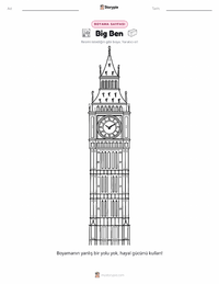 Big Ben çocuklar için boyama sayfası