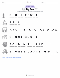 Big Ben printable worksheet preview