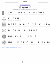 Aperçu de la feuille de travail imprimable Big Ben