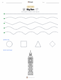 Big Ben yazdırılabilir çalışma sayfası önizlemesi