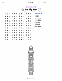 Big Ben afdrukbare werkblad voorbeeld