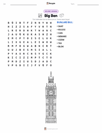 Big Ben yazdırılabilir çalışma sayfası önizlemesi