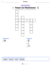 Palast von Westminster druckbare Arbeitsblatt Vorschau