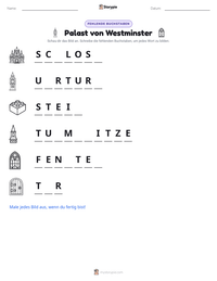 Palast von Westminster druckbare Arbeitsblatt Vorschau