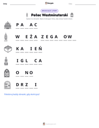 Podgląd drukowalnego arkusza ćwiczeń Pałac Westminsterski